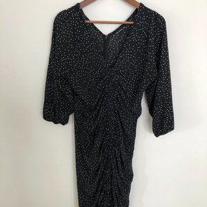 Zara - Black Polkadot Ruched Tie Dress
